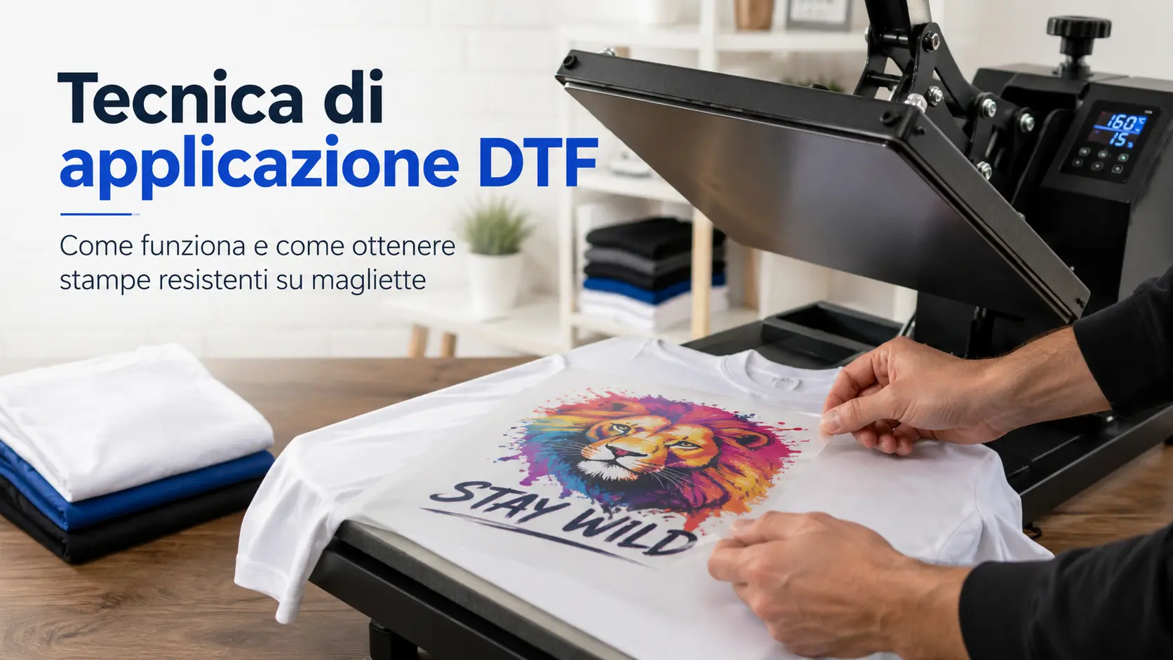 Tecnica di applicazione DTF su maglietta con termopressa